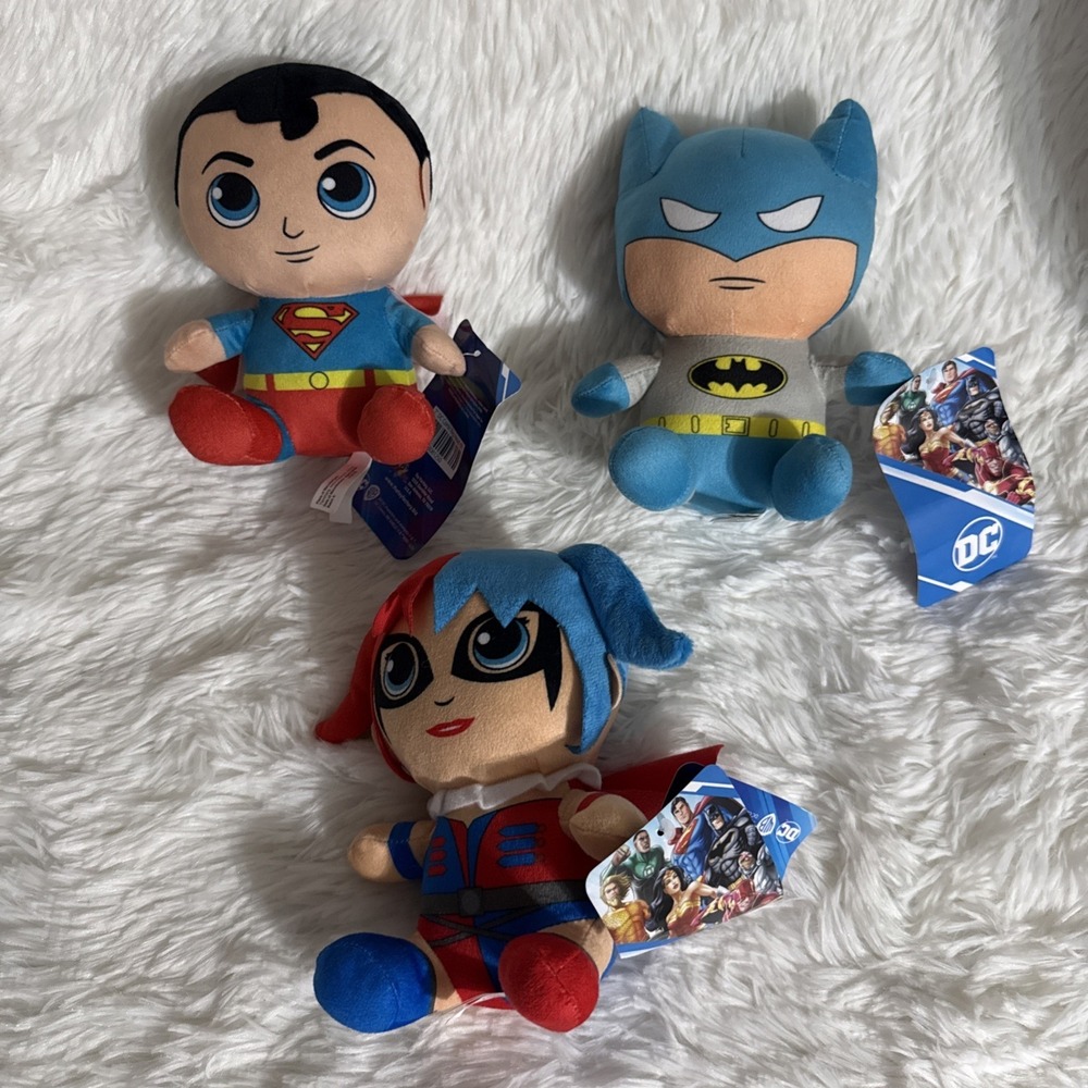 DC Comicsβ Plush Lot Batman Superman Harley Quinn 7in Toy Factory Justice League
